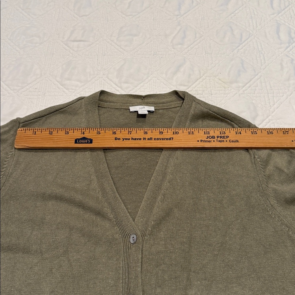 j jill Sage Green Linen Blend Button Down Dress Sz XL mother of pearl buttons - Picture 6 of 11